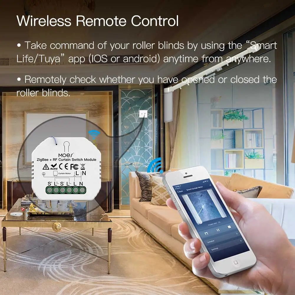 MOES ZigBee Smart RF433 Curtai - Smart Home Moes ulasan dan harga
