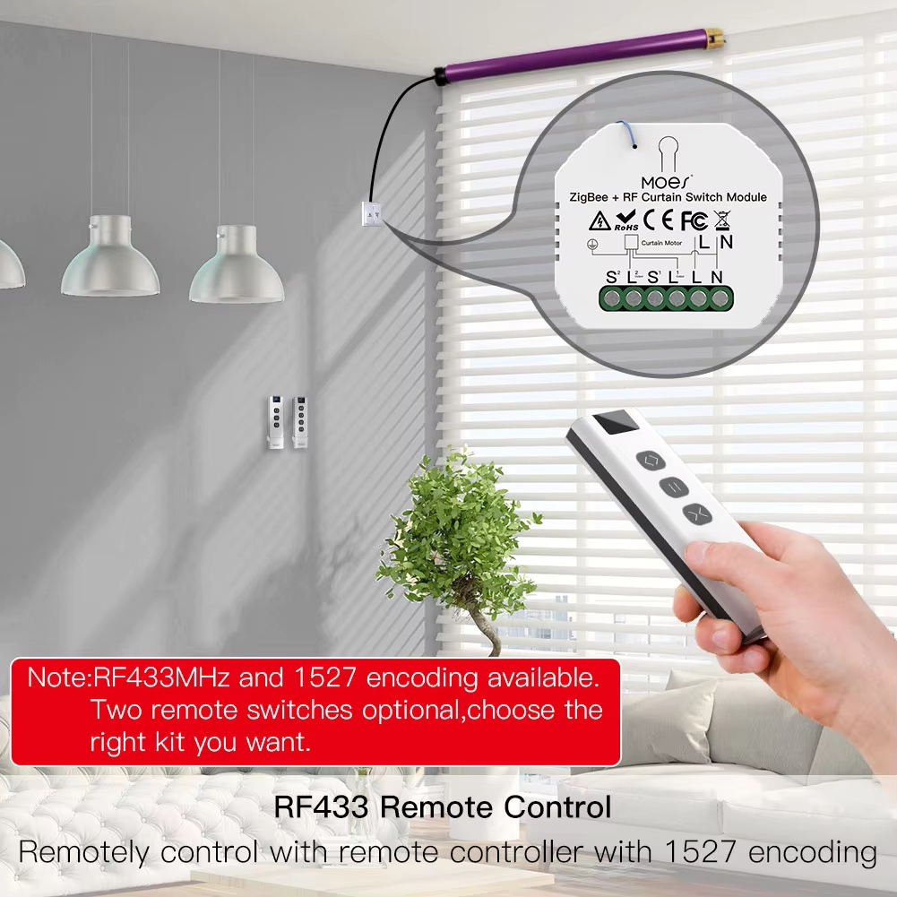 MOES ZigBee Smart RF433 Curtai - Smart Home Moes ulasan dan harga