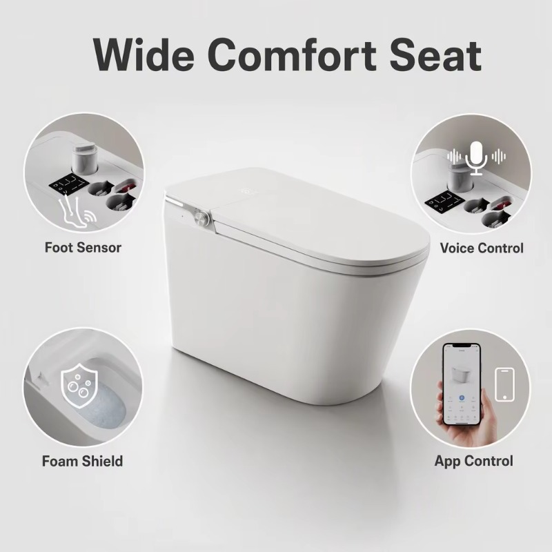 White Smart Toilet Square Bowl - Smart Home Control ulasan dan harga