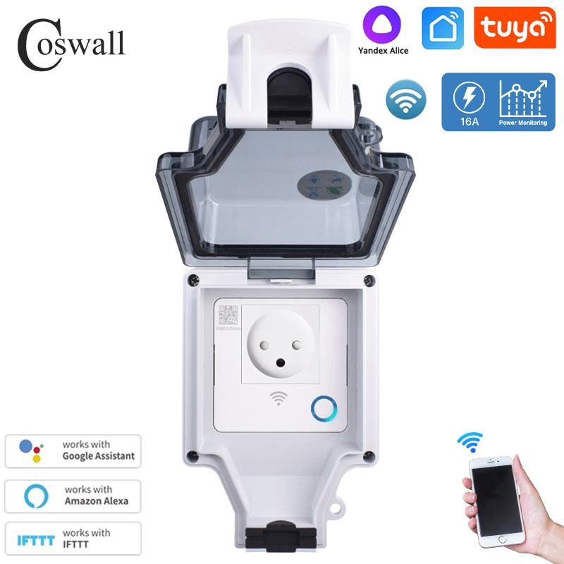 Coswall Tuya Wifi IP66 Waterpr - Smart Outdoor Plug ulasan dan harga