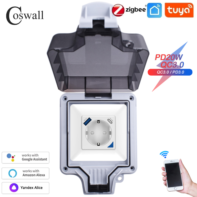 Coswall IP66 Waterproof EU Soc - Smart Outdoor Plug ulasan dan harga
