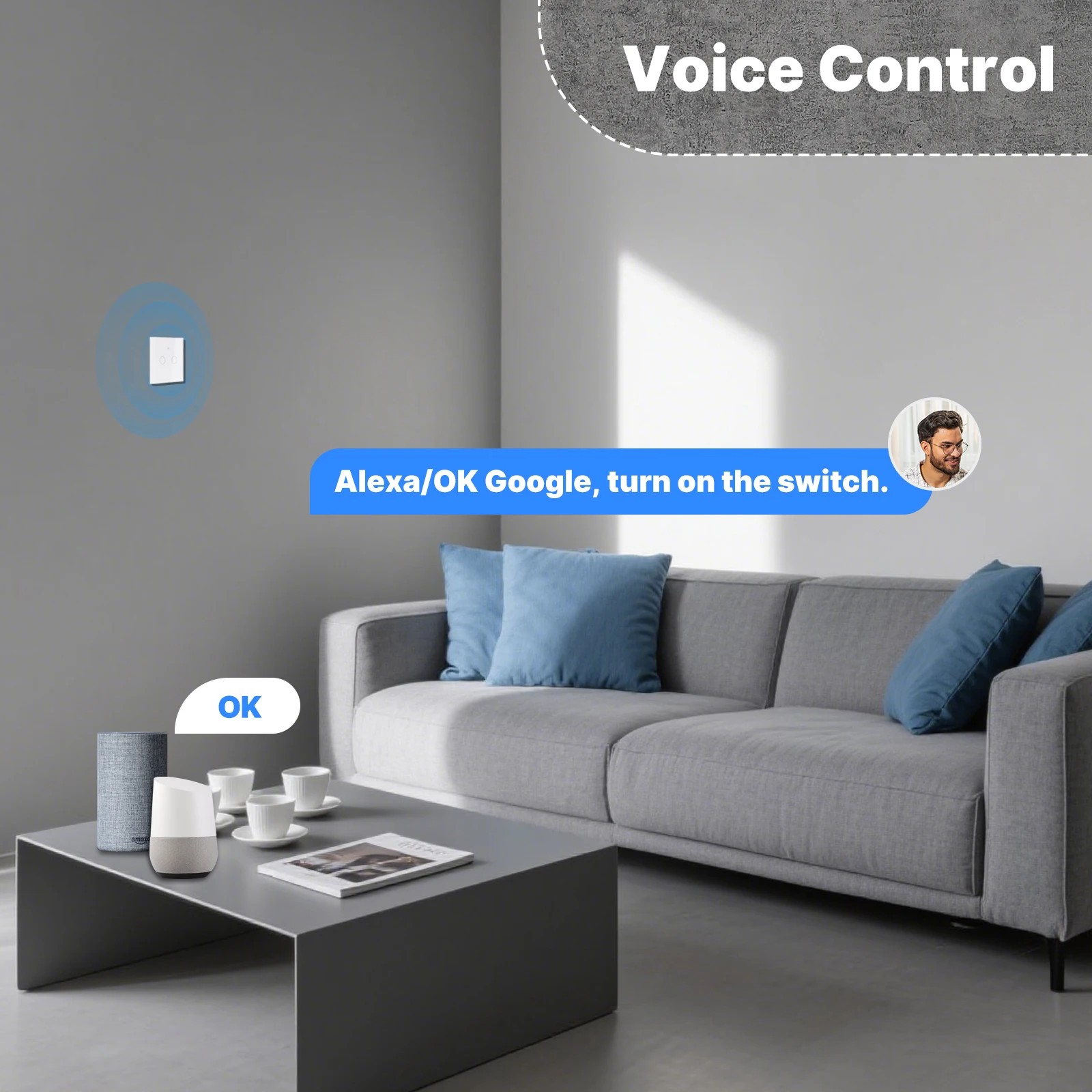 MOES WiFi+RF433 Smart Touch Sw - Smart Home Moes ulasan dan harga