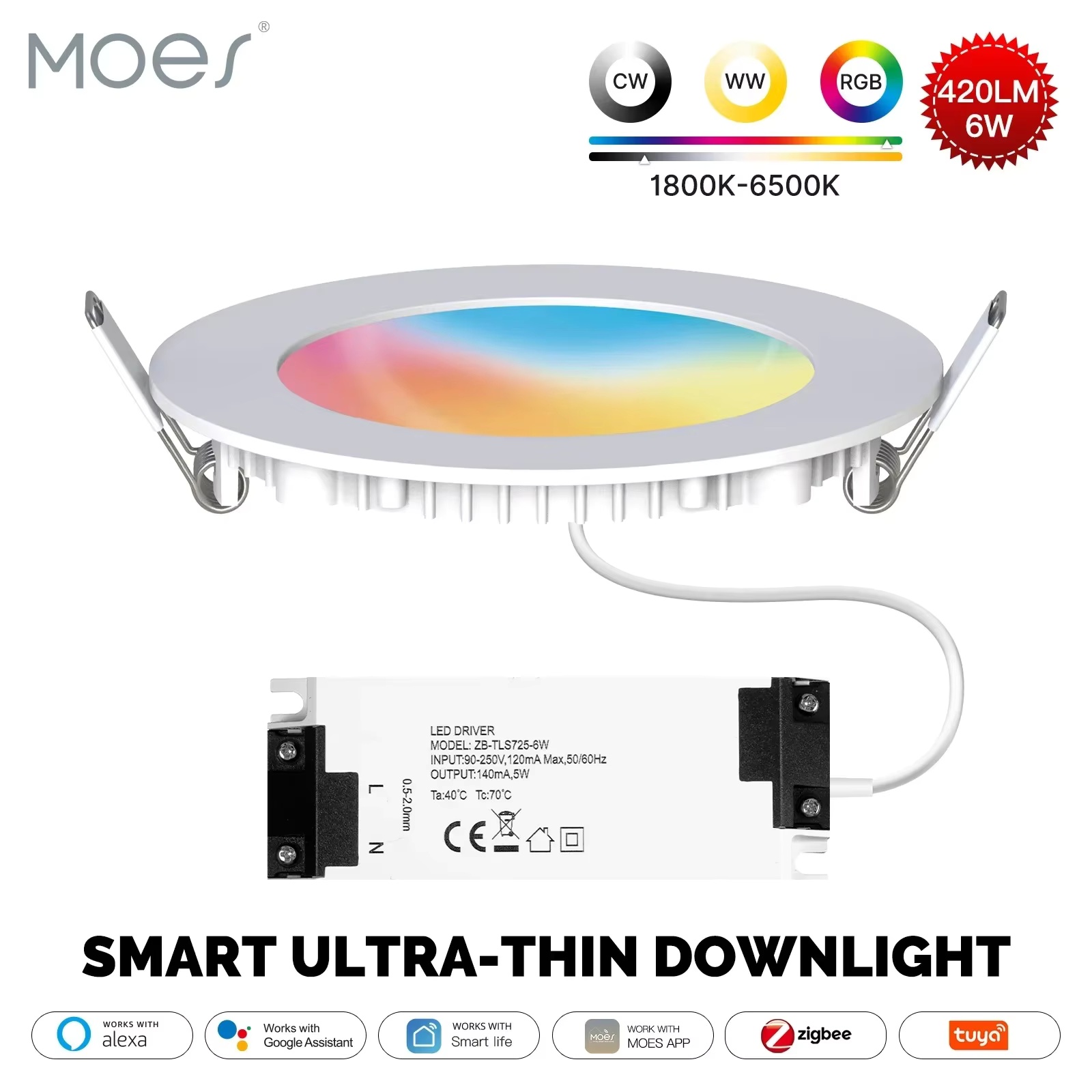 MOES ZigBee Downlight Tuya Ult - Smart Home Moes ulasan dan harga